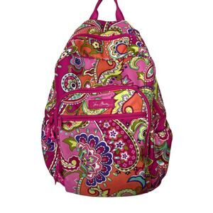 Vera Bradley Lighten Up Large Backpack Pink Swirls Paisley Boho Lightweight